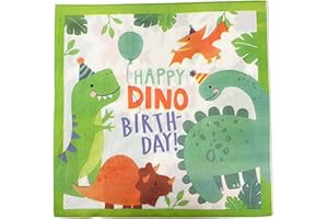 CFIBGDK Happy Dinosaur Birthday Party Paper Napkins, Kids Birthday Party Supplies Decorations, Pack of 20