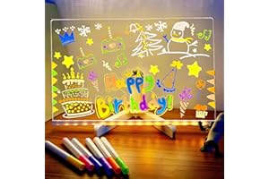 YOUYIKE LED Zeichenbrett 20x20cm Leuchttafel mit 7 Stiften & Ständer Schreibtafel Leuchtschriftzug Sign Leuchtendes Zeichenbrett für Kinder Teenager Notiztafel Kreatives Geschenk Weihnachten