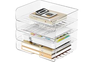 Tomorotec 4 Stück büro zubehör, briefablage a4, transparent, PET, stapelbar,dokumenten-Organizer, Büro, ablage Schreibtisch，Schreibtisch