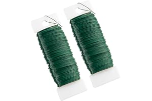 HONGCI 2 Pack Green Florist Wire for Wreath Making, 22 Gauge Green Floristry Wreath Wire Christmas Floral Binding Wires Flexible Paddle Crafting Wires for Wreaths Making Garden Flower Arrangements Craft