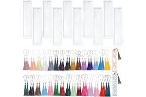 SPOKKI 70pcs Resin Moulds 10pcs Bookmark Epoxy Resin Mold with 60pcs Colourful Tassel,Silicone Mould for Resin DIY Bookmark Moulds Silicone Moulds Rectangle Casting Mould