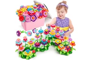 Fivejoy Blumengarten Spielzeug ab 3 Jahre Mädchen,Montessori Spielzeug Blumen Bausteine Motorikspielzeug,DIY Spielzeug ab 3 4 5 Jahre Mädchen Junge Geburtstags Geschenk Halloween