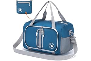 BKAZV Bolsa Viaje 40x20x25 Ryanair, Plegable Bolso de Mano Bolsa de Viaje Maletas de Viaje Nailon Impermeable Maleta de Mano Bolsa Fin de Semana Neceser Viaje para Vuelo, Camping, Blau