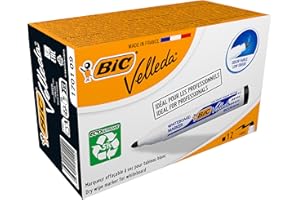 BIC Velleda Ecolutions 1701 Marker suchościeralny czarny okrągła końcówka Pudełko 12szt