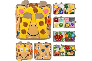 AM ANNA Montessori Busy Book for Toddlers 1-3, Baby Airplane/Road Trip Quiet Book, Preschool Learning Activities Develop Fine Motor Skills Educational Sensory Travel Toys for Boys and Girls Gifts