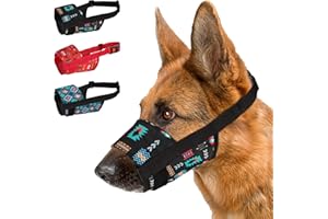 CollarDirect Dog Muzzle - Adjustable Soft Breathable Tribal Nylon Dog Mouth Guard Cover for Small, Medium and Large Dogs, Anti Chewing, Barking M/L)