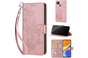 TOMYOU Funda para Xiaomi Redmi 9C / 10A / 9C NFC/Poco C3 Carcasa, Premium Cuero Flip Folio Protección Completa Carcasa Compatible Xiaomi Redmi 9C / 10A / 9C NFC/Poco C3 Rosa Dorado