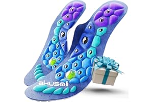 Akusoli Insoles Men and Women. Arch Support Shoe Insoles, Shock Absorption. Magnetic Acupressure Shoe Inserts UK8-12(11.8in)