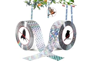 FLZONHUT Nastro Repellente Antiuccelli,2 Rotoli Dissuasori per Piccioni 80M x 2.4cm Nastro Riflettente Repellente Nastro Repellente Olografico Riflettente per Giardini,Frutteti, Nastro Deterrente