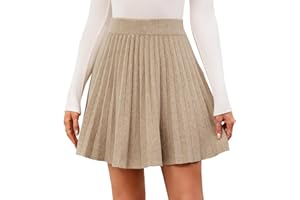 Genfien Gonne da Donna Corta Vita Elastica Alta A-Linea Elegante Mini Maglia a Tinta Unita Autunno Inverno