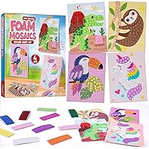Kit 6 Manualidades Mosaico TNSLAND - Pegatinas Numeradas Para Niños 3-5 Años