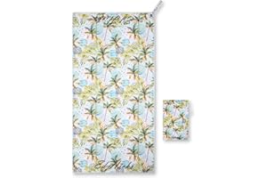 Ed Hicks Small Sweat Gym Towel for Women— Microfibre Yoga, Sports and Hiking Towel — 80 x 40cm — Super Absorbent — Fast Drying — Compact — Double Sided Palm Pattern — Storage Pouch