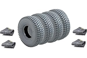 ZEWOOL 4 Grey Block Tread Mobility Scooter Tyres and 4 Inner Tubes Size 260x85 3.00-4 300x4