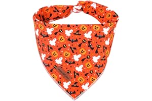 Unique style paws 1PCS Halloween Hundebandanas Waschbarer Baumwollquadrat-Latz, Verstellbarer Hundetuch für kleine mittelgroße Hunde und Katzen-S