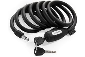 KOHLBURG dispositivo antifurto lungo 200 cm - facilmente richiudibile senza chiave - lucchetto per bicicletta con fissaggio - dispositivo antifurto a spirale per bicicletta e passeggino