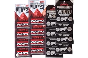 ‎KINGS Kings Platinium/Wild West WAGYU Beef Jerky, Trockenfleisch Extra-Klasse, Dörrfleisch 16 x 25g (16er Wagyu Jerky)