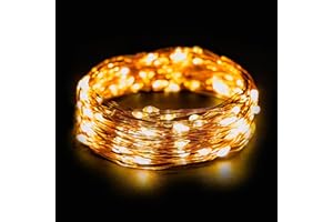 E EMOS Emos Micro LED Lichterkette Kupferdraht 10m, 100 LEDs | LED Deko für Innen & Aussen, Wasserdicht IP44 | Lichterdraht 230V mit Timer-Funktion, Lichtfarbe warmweiß