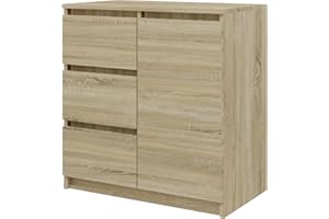 CDF Komoda 1D3S | Kolor: dąb Sonoma | Szafa na dokumenty, drobne przedmioty | Idealna do salonu, sypialni, pokoju dziecięcego, pokoju młodzieżowego i biura | 3 przestronne szuflady | łatwy montaż