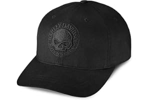 HARLEY-DAVIDSON Willie G Skull Logo Casquette Casquette de Baseball Casquette de Motard Casquette de Moto Cappy Chapeau avec Bande Extensible, S