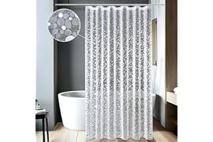 MIULEE Cortina de Ducha Antimoho 120x200 con 2 Imanes en la Parte Inferior, Transparente con Patrón de Guijarros 3D, Cortinas de Baño de Plástico Eva Impermeable para Bañera con 8 Anillas