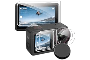 Tieeyivv 6 sztuk folii ochronnej na wyświetlacz do DJI Osmo Action 5 Pro, szkło hartowane, folia ochronna z silikonowym pokrowcem ochronnym, twardość 9H, odporne na zarysowania do DJI Osmo Action 5