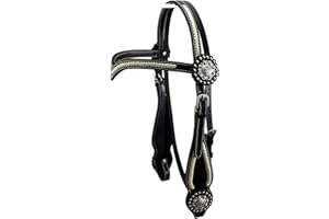 Thor Equine Miles Western Briglia con Martello in Cuoio e Concha, Testa a Forma di V, Nero