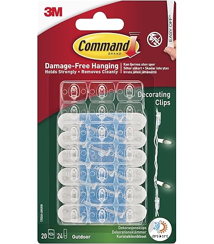 Command Outdoor Lichtklemmen – Transparent, Wasser- & UV-beständig, Einfach Anzubringen Und Rückstandslos Entfernbar