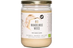 nu3 Vegan Bio Mandelmus ohne Zucker Weiß (500g Glas) aus 100% geschälten Mandeln ohne Zusatzstoffe - Almond Butter in bester 