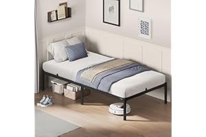 VASAGLE Struttura Letto Singolo, per Materasso 90 x 190 cm, Telaio del Letto in Metallo, Spazio di Organizzazione, Moderno, per Ospiti, Montaggio Semplice, Nero Inchiostro RMB131B01