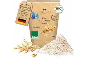 ‎LEINKRAFT BODENSEE Deutsche Bio-Haferkleie gemahlen feines Mehl mit Keim Proteinreich 4Kg hoher Ballaststoffgehalt