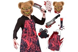 KDISHKRA Máscara de Halloween Halloween Oso del Terror Disfraces, Accesorios Realistas de Disfraz de Hallo-ween, Disfraz Hallo-ween Mujer Hombre para fiesta de Halloween carnaval cosplay
