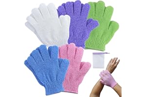 EASYKEENECOM 10 guantes exfoliantes de color caramelo, guantes exfoliantes para cuerpo y cara, guantes de masaje exfoliantes para mujeres, ducha, spa, masaje, 10 unidades