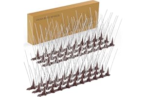 CIIC Pinchos Antipalomas Acero Inoxidable para Pajaros, 7,2 Metros Antipalomas Pinchos para Palomas, Pinchos Anti Gatos Disuasorio para Pájaros - 24 Piezas Marrón