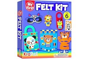 KRAFUN My First Felt Kit Animal Craft Kit for Kids and Toddlers, Boys and Girls Age 3-8 Years Old, Include 6 DIY handmade Arts and Crafts Projects, Activities Supplies Box Preschool Creative Toys