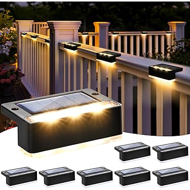 CREECHWA Zonne-dekverlichting, LED Solar Step Light IP65 Waterdicht Outdoor Tuin Pad Patio Trappen Trappen Hek Lampen (8 stuks