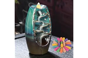 DXIA Portaincenso Bruciatore a Riflusso, Backflow Incense Burner, Backflow Incense Holder, Ornamento in Ceramica per Aromaterapia Decorazioni, Craft Handmade, per Casa e Ufficio Yoga, Spa
