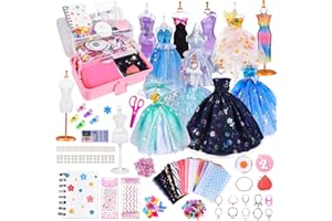 Ulikey Fashion Designer Enfant, 600+Pcs Fashion Design Kit Création de Mode Couture Enfants, Créatifs Activites Kit Couture avec Mannequin Couture Kits pour Cadeau Fille 6-12+Ans