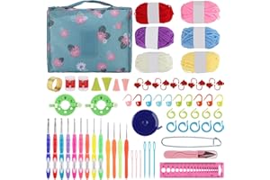 Auniq Crochet Hooks Set 66pcs Knitting Needles Sets 0.6-6mm Ergonomic Crochet Kits Soft Grip Handle Crochet Tools Yarn Knitting Tool Accessories with Carry Bag for Beginners Adults Knitt Gifts(style3)