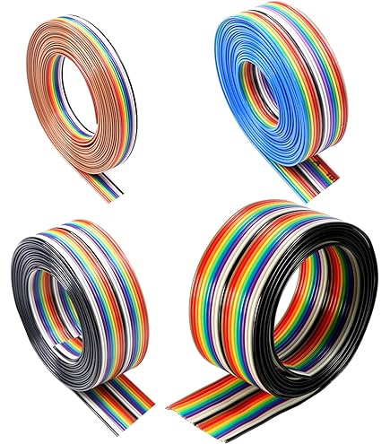 QUARKZMAN 1 x 8 Pin Flat Rainbow Ribbon Cable, 1.27mm
