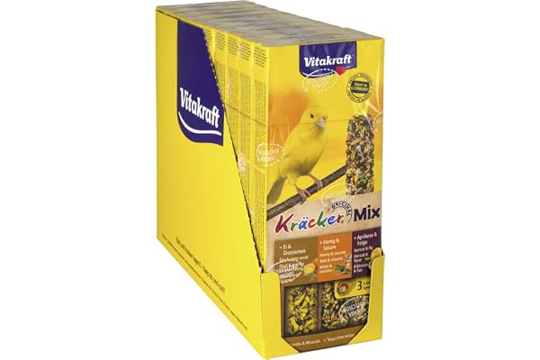 VITAKRAFT Set de 10 Boîtes de 3 Kräckers Trio Mix Friandise pour Canaris Œuf/Graines de Graminées/Figue Abricot/Miel Sésame 1 Unité