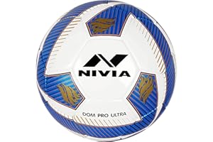 NIVIA Dom Football | Material: ‎Polyvinyl Chloride (PVC) | Inflating Needle | Air Retention | 32 Panel | Suitable For Grassy Grounds | For Men and Women | Futsal Ball (Blue) Size-5