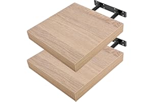 Etrexonline Estante de Pared 25x25x4cm Color Roble Blanco, Balda Flotante Pared de Madera Fijación Invisible, Estantes de Almacenamiento Decorativos, Ideal para Salón, Habitación, Pasillo, etc..(2pz)