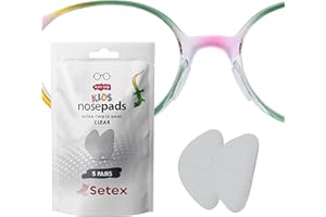 Setex Gecko Grip Kids Nose Pads, Anti Slip Eyeglass Nose Pads (5 Clear Pair) USA Made, Innovative Microstructured Fibers, 0.6mm x 6mm x 10.88mm