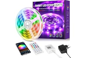 Beaeet Led Strip 5m, Led Band 5m Selbstklebend Farbwechsel Led Streifen mit Fernbedienung und App, Led Lichterkette Leds für Zimmer Küche, Party