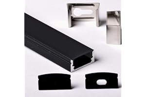 Aftertech® Black Series 3 m 1708N 17 x 8 mm Perfil de aluminio para tiras LED Barra rígida 3 metros + cubierta negra