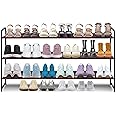 AOODA 3-Tier Long Shoe Rack for Closet Stackable Wide Shoe Shelf Organizer and Storage for Floor, Entryway (Bronze)