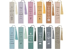GEBETTER 12pz Segnalibri con Frasi Motivazionali Italiano, Segnalibri Citazione Ispiratrici Nappe Colorate, Regalo Laurea Amici Studenti Maestra Natale