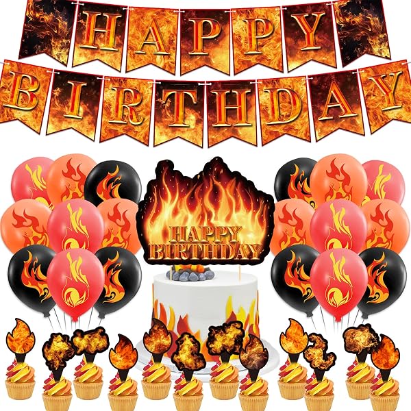Feuer-Servietten – 100 Stück, 16,5 X 16,5 Cm (gefaltet), 2-lagig, Flammen-Design, Für Feuerwehr-Partys, Grillen & Feste