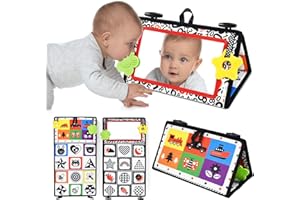 Dr.Rapeti Specchio per Bambini Giochi Sensoriali in Bianco e Nero Specchio per Neonato Giocattolo (Specchio da Pavimento)