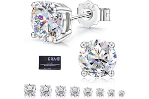 FANCH Moissanite 0,6-4ct örhängen för dam sterling silver 925 glänsande rund kopp färg VVS1 skapad diamant 18K vitguldplätera